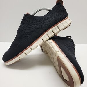 Cole Haan Zerogrand Stitchlite Black Knit Wingtip Shoes C24948 Mens Size 10